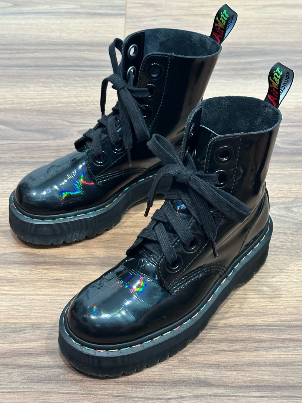 Dr. Martens Women’s Molly Rainbow Patent Boot Size 9